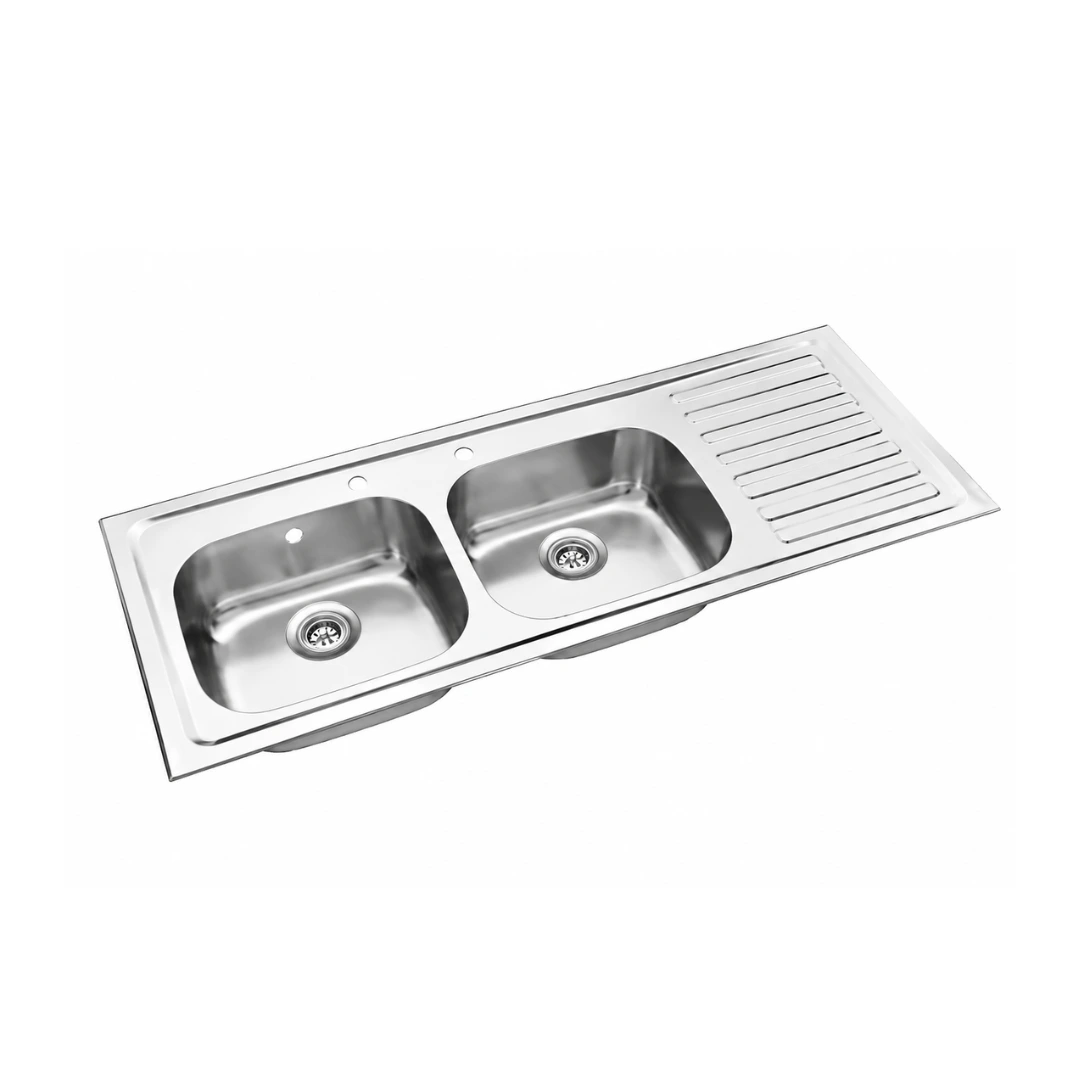 Double Bowl Sink with Drain Board